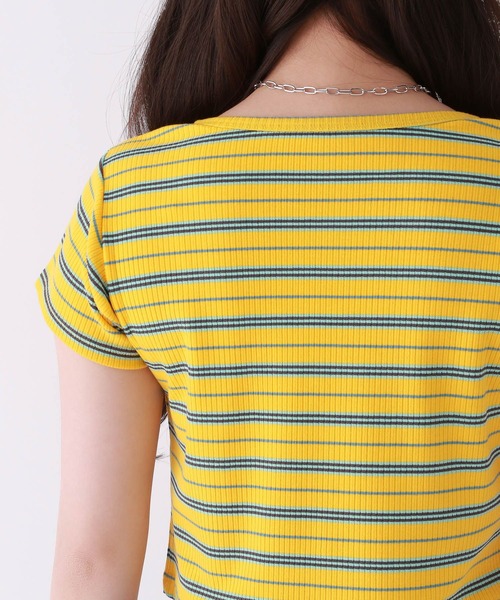 repipi armario（レピピ アルマリオ）の「マルチボーダーチビトップス（Tシャツ/カットソー・キッズ・グリーン系/ピンク系/イエロー系・SMALL/MEDIUM/LARGE）」の14枚目の写真