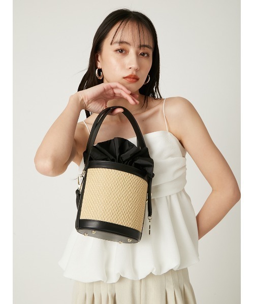 【美品】FRAY I.D バイカラー ワンハンドル バケット バッグ ブラック セール】バイカラーワンハンドルバケットバッグ（ハンドバッグ