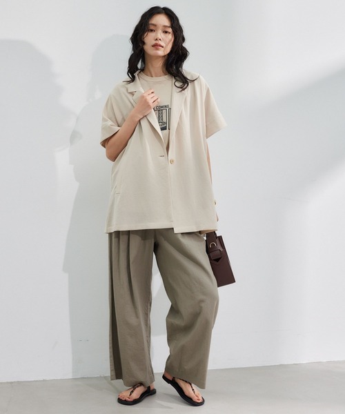 ポプリンハーフスリーブジャケット【JAPAN FABRIC】ハンドウォッシャブル ポプリンハーフスリーブジャケット 【JAPAN FABRIC】ハンド