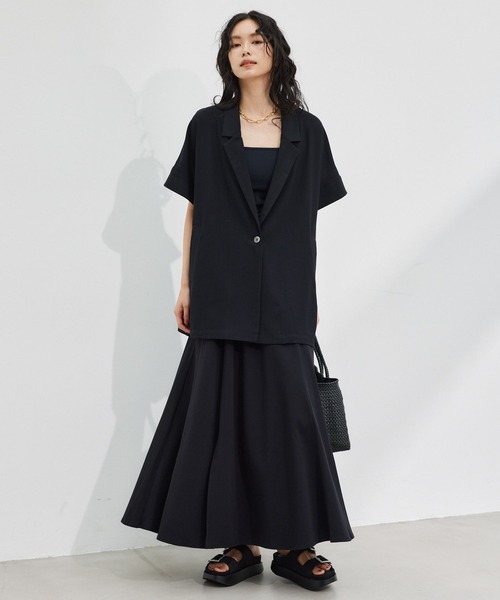 BARNYARDSTORM（バンヤードストーム）の「BARNYARDSTORM / ポプリンハーフスリーブジャケット 【JAPAN FABRIC】（テーラードジャケット・レディース・ブラック/アイボリー・S/M）」の9枚目の写真