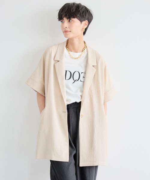 ポプリンハーフスリーブジャケット【JAPAN FABRIC】ハンドウォッシャブル セール】BARNYARDSTORM / ポプリンハーフスリーブジャケット