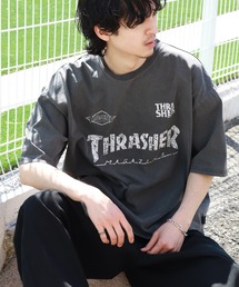 【THRASHER/スラッシャー】ピグメント加工 ロゴプリント 半袖 オーバーサイズTシャツ