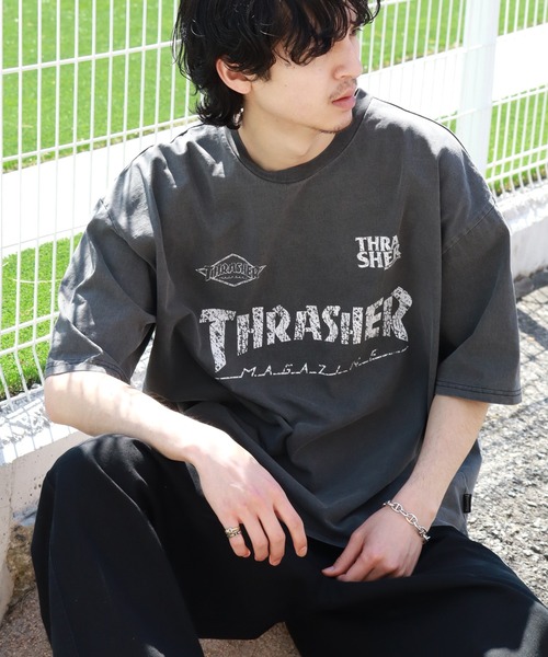 THRASHER（スラッシャー）の「【THRASHER/スラッシャー】ピグメント加工 ロゴプリント 半袖 オーバーサイズTシャツ（Tシャツ/カットソー・メンズ・ピンク/ブラック系1/ブラック系2/ブルー/ブラウン/ブラック系3/ブラック系4・M/L/XL）」の2枚目の写真