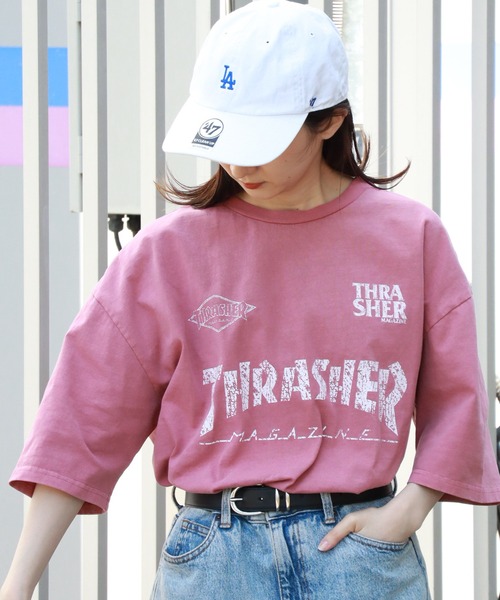 THRASHER（スラッシャー）の「【THRASHER/スラッシャー】ピグメント加工 ロゴプリント 半袖 オーバーサイズTシャツ（Tシャツ/カットソー・メンズ・ピンク/ブラック系1/ブラック系2/ブルー/ブラウン/ブラック系3/ブラック系4・M/L/XL）」の7枚目の写真
