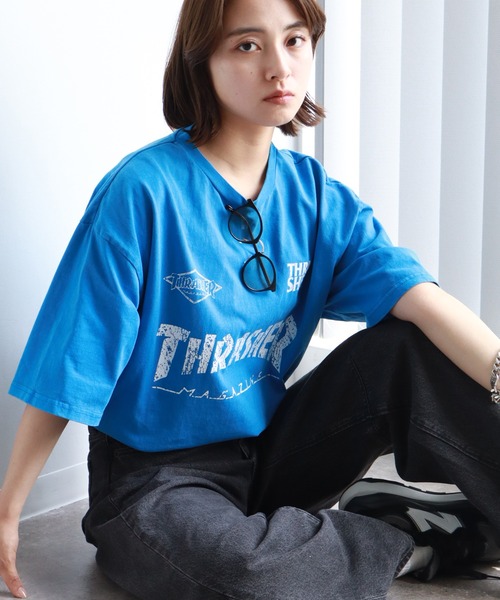 THRASHER（スラッシャー）の「【THRASHER/スラッシャー】ピグメント加工 ロゴプリント 半袖 オーバーサイズTシャツ（Tシャツ/カットソー・メンズ・ピンク/ブラック系1/ブラック系2/ブルー/ブラウン/ブラック系3/ブラック系4・M/L/XL）」の6枚目の写真