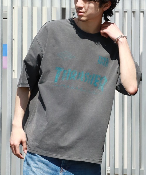 THRASHER（スラッシャー）の「【THRASHER/スラッシャー】ピグメント加工 ロゴプリント 半袖 オーバーサイズTシャツ（Tシャツ/カットソー・メンズ・ピンク/ブラック系1/ブラック系2/ブルー/ブラウン/ブラック系3/ブラック系4・M/L/XL）」の21枚目の写真