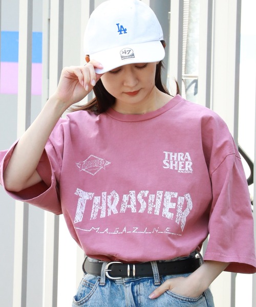 THRASHER（スラッシャー）の「【THRASHER/スラッシャー】ピグメント加工 ロゴプリント 半袖 オーバーサイズTシャツ（Tシャツ/カットソー・メンズ・ピンク/ブラック系1/ブラック系2/ブルー/ブラウン/ブラック系3/ブラック系4・M/L/XL）」の15枚目の写真