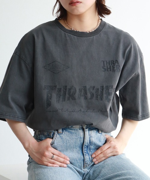 THRASHER（スラッシャー）の「【THRASHER/スラッシャー】ピグメント加工 ロゴプリント 半袖 オーバーサイズTシャツ（Tシャツ/カットソー・メンズ・ピンク/ブラック系1/ブラック系2/ブルー/ブラウン/ブラック系3/ブラック系4・M/L/XL）」の8枚目の写真