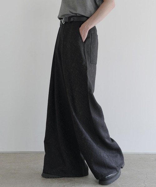 LILL（リル）の「ハイウエストワイドジャガードドレープスラックス（スラックス・メンズ・ブラック・S/M/L/XL）」の11枚目の写真