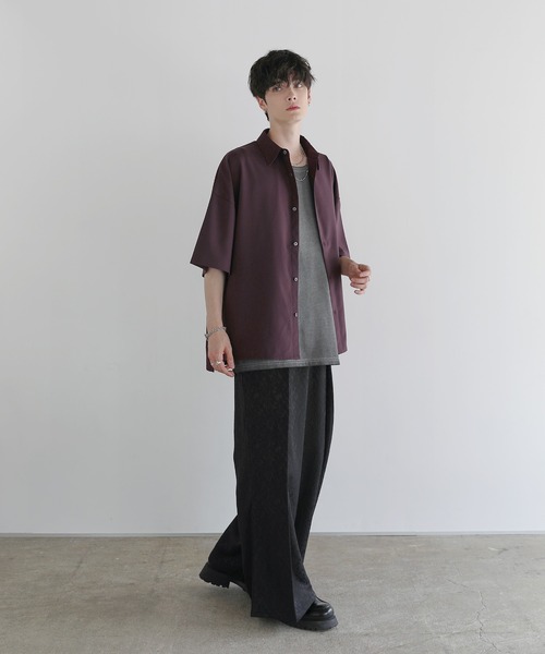 LILL（リル）の「ハイウエストワイドジャガードドレープスラックス（スラックス・メンズ・ブラック・S/M/L/XL）」の20枚目の写真