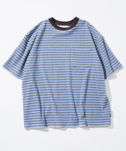 古着 キャピタル マルチ ボーダー ノースリーブ ポケット Tシャツ 古着 90s ESPRIT カラフル マルチ ボーダー カノコ Tシャツ L位