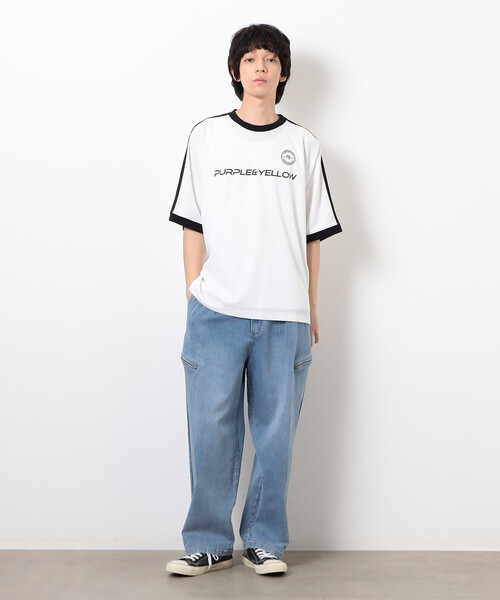 Purple&Yellow(パープルアンドイエロー)の「メッシュラグランゲームTシャツ(Tシャツ/カットソー・メンズ・ブラック/ホワイト・MEDIUM/SMALL/LARGE)」の3枚目の写真