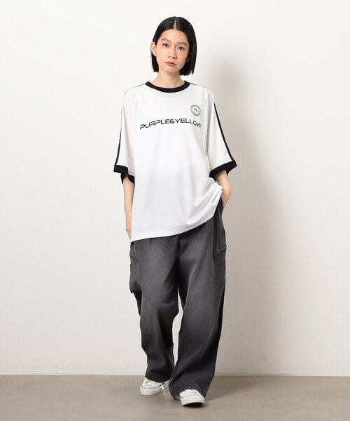 Purple&Yellow(パープルアンドイエロー)の「メッシュラグランゲームTシャツ(Tシャツ/カットソー・メンズ・ブラック/ホワイト・MEDIUM/SMALL/LARGE)」の7枚目の写真