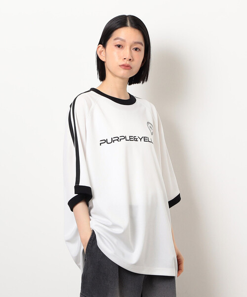 Purple&Yellow(パープルアンドイエロー)の「メッシュラグランゲームTシャツ(Tシャツ/カットソー・メンズ・ブラック/ホワイト・MEDIUM/SMALL/LARGE)」の9枚目の写真