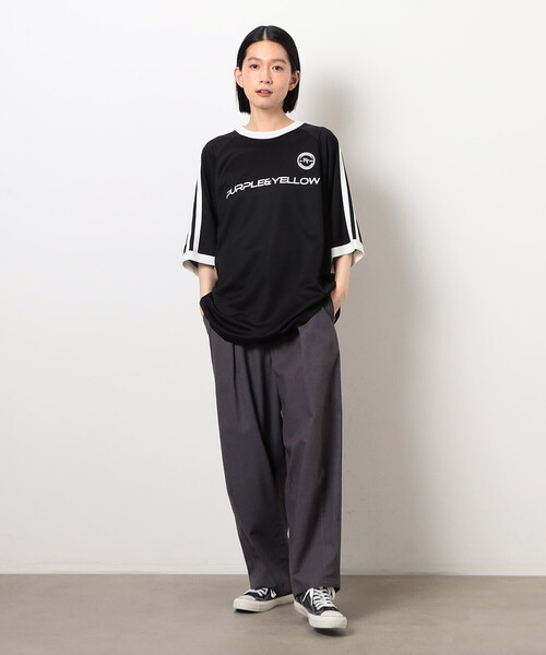 Purple&Yellow(パープルアンドイエロー)の「メッシュラグランゲームTシャツ(Tシャツ/カットソー・メンズ・ブラック/ホワイト・MEDIUM/SMALL/LARGE)」の14枚目の写真