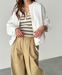 El mar　ノーカラーナイロンブルゾン