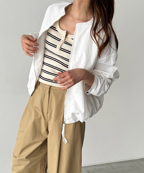 CANAL JEAN(キャナルジーン)の「El mar ノーカラーナイロンブルゾン(ブルゾン・レディース・ホワイト/ベージュ・ONE SIZE)」の3枚目の写真