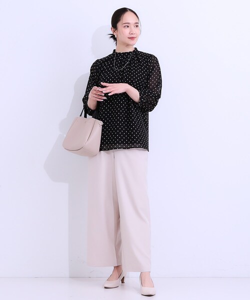 DRESKIP（ドレスキップ）の「【S-LL】首元ギャザーが大人上品な シフォンブラウス（シャツ/ブラウス・レディース・グリーン系/ホワイト系3/ブラック系/オフホワイト・01/02/03/04）」の7枚目の写真