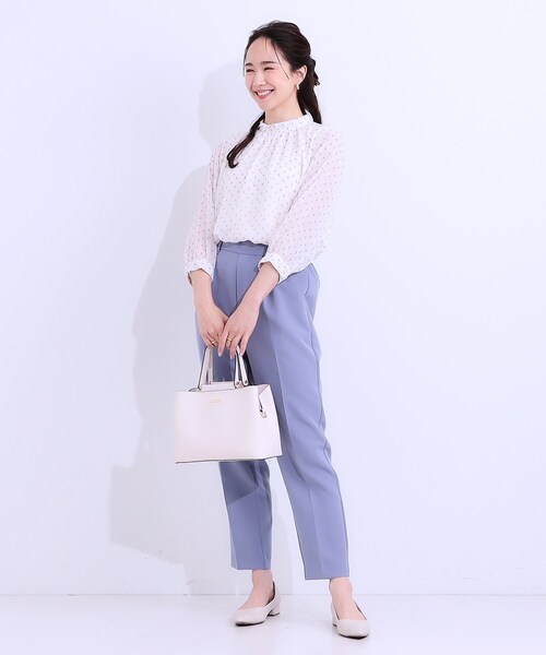 DRESKIP（ドレスキップ）の「【S-LL】首元ギャザーが大人上品な シフォンブラウス（シャツ/ブラウス・レディース・グリーン系/ホワイト系3/ブラック系/オフホワイト・01/02/03/04）」の11枚目の写真