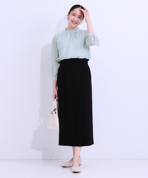DRESKIP（ドレスキップ）の「【S-LL】首元ギャザーが大人上品な シフォンブラウス（シャツ/ブラウス・レディース・グリーン系/ホワイト系3/ブラック系/オフホワイト・01/02/03/04）」の15枚目の写真