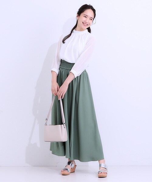 DRESKIP（ドレスキップ）の「【S-LL】首元ギャザーが大人上品な シフォンブラウス（シャツ/ブラウス・レディース・グリーン系/ホワイト系3/ブラック系/オフホワイト・01/02/03/04）」の19枚目の写真