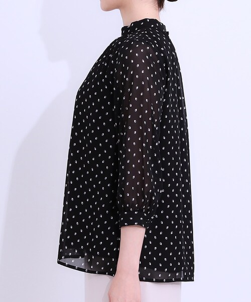 DRESKIP（ドレスキップ）の「【S-LL】首元ギャザーが大人上品な シフォンブラウス（シャツ/ブラウス・レディース・グリーン系/ホワイト系3/ブラック系/オフホワイト・01/02/03/04）」の22枚目の写真