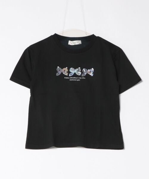 tシャツ スパンコールリボンTシャツ レディース 色が変わる】変身スパンコールストロベリーTシャツ（Tシャツ