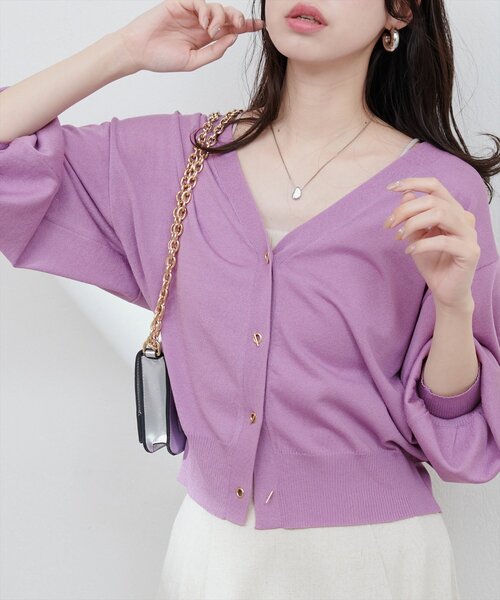 natural couture（ナチュラルクチュール）の「UV・接触冷感ハトメバーカーデ（カーディガン/ボレロ・レディース・オフホワイト/ブルー/グレイッシュベージュ/ブラック/パープル/ミント/イエロー/ピンク・FREE）」の6枚目の写真