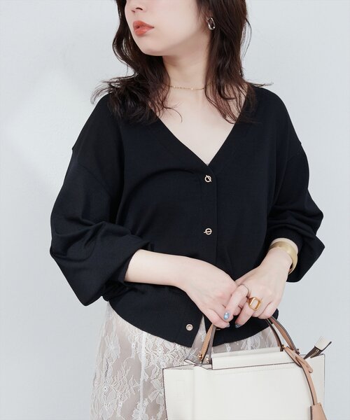 natural couture（ナチュラルクチュール）の「UV・接触冷感ハトメバーカーデ（カーディガン/ボレロ・レディース・オフホワイト/ブルー/グレイッシュベージュ/ブラック/パープル/ミント/イエロー/ピンク・FREE）」の3枚目の写真