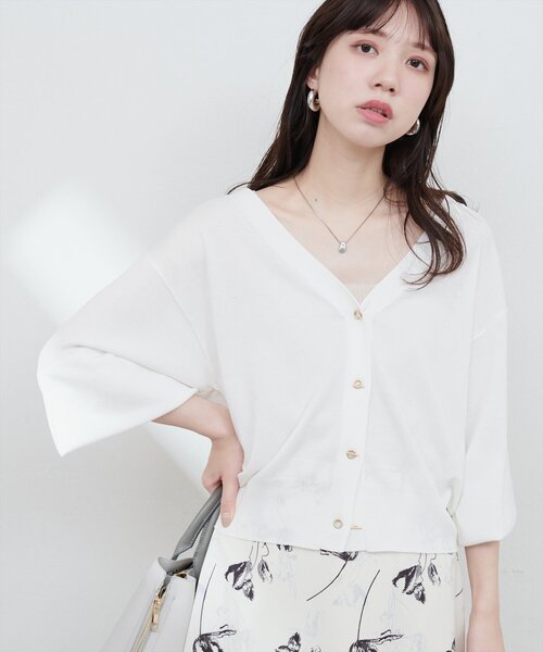 natural couture（ナチュラルクチュール）の「UV・接触冷感ハトメバーカーデ（カーディガン/ボレロ・レディース・オフホワイト/ブルー/グレイッシュベージュ/ブラック/パープル/ミント/イエロー/ピンク・FREE）」の19枚目の写真