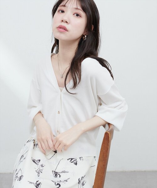 natural couture（ナチュラルクチュール）の「UV・接触冷感ハトメバーカーデ（カーディガン/ボレロ・レディース・オフホワイト/ブルー/グレイッシュベージュ/ブラック/パープル/ミント/イエロー/ピンク・FREE）」の21枚目の写真