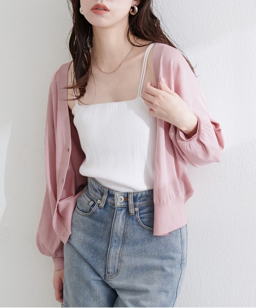 natural couture（ナチュラルクチュール）の「UV・接触冷感ハトメバーカーデ（カーディガン/ボレロ・レディース・オフホワイト/ブルー/グレイッシュベージュ/ブラック/パープル/ミント/イエロー/ピンク・FREE）」の13枚目の写真