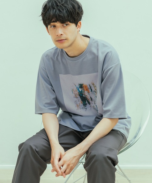 LAKOLE（ラコレ）の「アートペイントプリントT / 283520（Tシャツ/カットソー・メンズ・ホワイト/ブルー/チャコール・X-LARGE/LARGE/MEDIUM）」の3枚目の写真