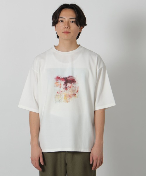 LAKOLE（ラコレ）の「アートペイントプリントT / 283520（Tシャツ/カットソー・メンズ・ホワイト/ブルー/チャコール・X-LARGE/LARGE/MEDIUM）」の5枚目の写真