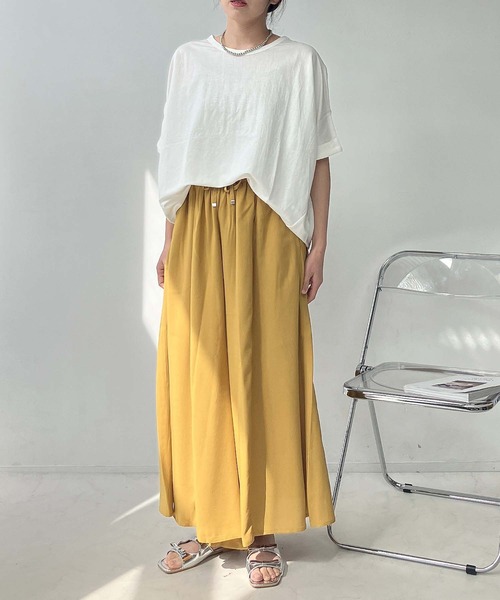 AS KNOW AS plus(アズノゥアズプラス)の「◎接触冷感 切り替えカノコ半袖プルオーバー(Tシャツ/カットソー・レディース・ブラック/ブルー/オフホワイト/カーキ/テラコッタ/マスタード・FREE)」の11枚目の写真
