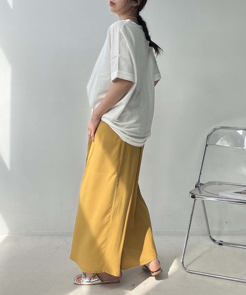 AS KNOW AS plus(アズノゥアズプラス)の「◎接触冷感 切り替えカノコ半袖プルオーバー(Tシャツ/カットソー・レディース・ブラック/ブルー/オフホワイト/カーキ/テラコッタ/マスタード・FREE)」の12枚目の写真