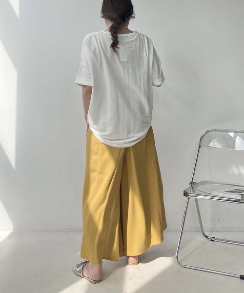 AS KNOW AS plus(アズノゥアズプラス)の「◎接触冷感 切り替えカノコ半袖プルオーバー(Tシャツ/カットソー・レディース・ブラック/ブルー/オフホワイト/カーキ/テラコッタ/マスタード・FREE)」の13枚目の写真