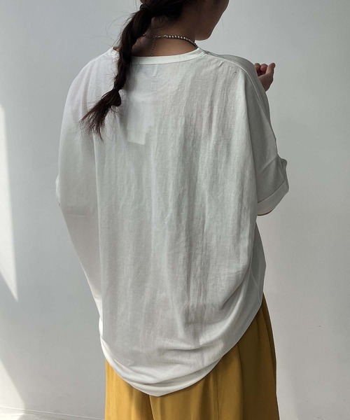 AS KNOW AS plus(アズノゥアズプラス)の「◎接触冷感 切り替えカノコ半袖プルオーバー(Tシャツ/カットソー・レディース・ブラック/ブルー/オフホワイト/カーキ/テラコッタ/マスタード・FREE)」の10枚目の写真