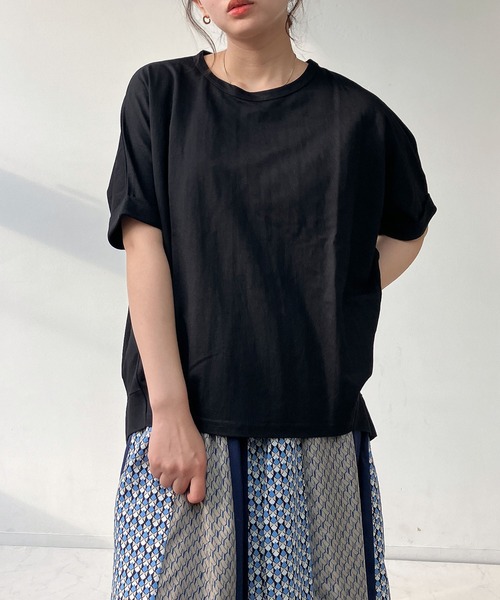 AS KNOW AS plus(アズノゥアズプラス)の「◎接触冷感 切り替えカノコ半袖プルオーバー(Tシャツ/カットソー・レディース・ブラック/ブルー/オフホワイト/カーキ/テラコッタ/マスタード・FREE)」の14枚目の写真