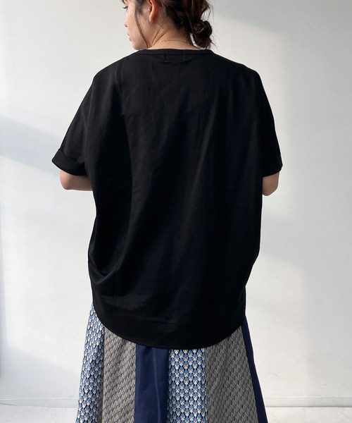 AS KNOW AS plus(アズノゥアズプラス)の「◎接触冷感 切り替えカノコ半袖プルオーバー(Tシャツ/カットソー・レディース・ブラック/ブルー/オフホワイト/カーキ/テラコッタ/マスタード・FREE)」の15枚目の写真