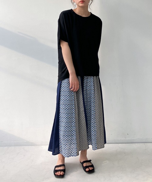 AS KNOW AS plus(アズノゥアズプラス)の「◎接触冷感 切り替えカノコ半袖プルオーバー(Tシャツ/カットソー・レディース・ブラック/ブルー/オフホワイト/カーキ/テラコッタ/マスタード・FREE)」の17枚目の写真