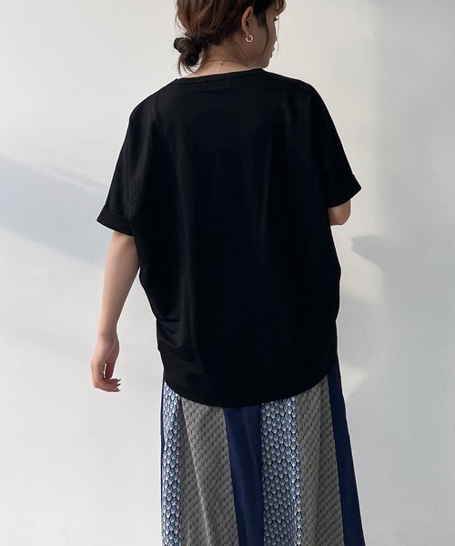 AS KNOW AS plus(アズノゥアズプラス)の「◎接触冷感 切り替えカノコ半袖プルオーバー(Tシャツ/カットソー・レディース・ブラック/ブルー/オフホワイト/カーキ/テラコッタ/マスタード・FREE)」の16枚目の写真