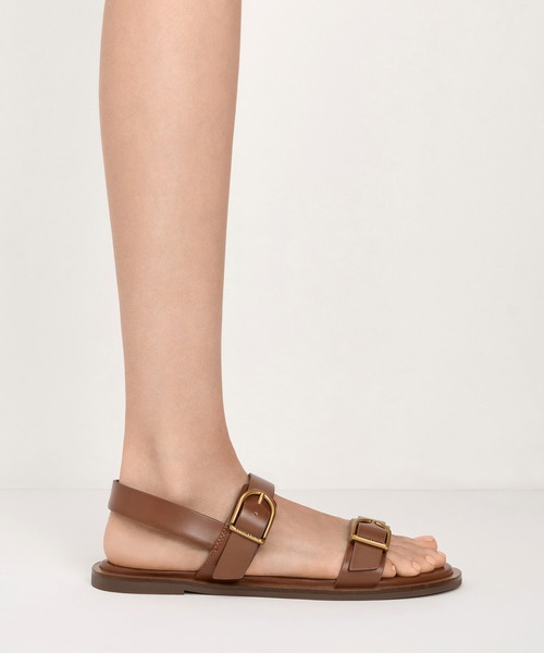 チャールズ＆キース　ダブルストラップ スリングバックヒールサンダル 23.5 CHARLES & KEITH（チャールズ & キース）の「ダブルストラップ