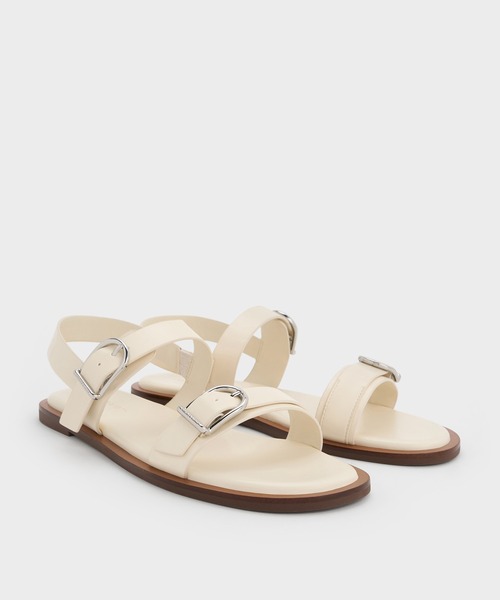CHARLES&KEITH バックルダブルストラップスリングバックサンダル CHARLES & KEITH バックル ダブルストラップスリングバック