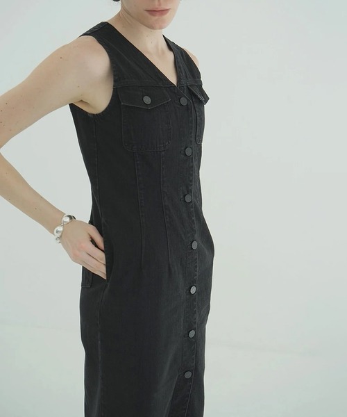 CLANE（クラネ）の「SLEEVELESS LADY DENIM ONEPIECE（ワンピース