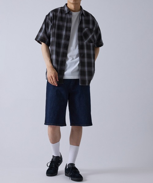  j.n.r.d（ジェー・エヌ・アール・ディー）の「j.n.r.d/パナマパターン半袖シャツ（シャツ/ブラウス・メンズ・ホワイト系その他2/チャコールグレー・M/L/LL）」の10枚目の写真