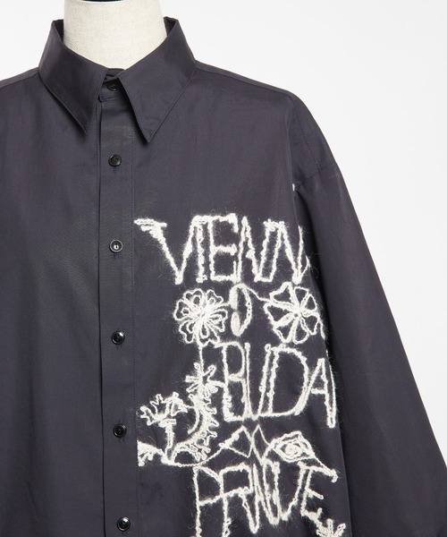 gomme（ゴム）の「キャピタル刺繍　タックシャツ（シャツ/ブラウス・レディース・ブラック/ネイビー・MEDIUM）」の14枚目の写真