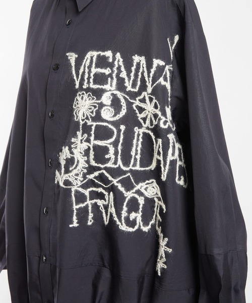 gomme（ゴム）の「キャピタル刺繍　タックシャツ（シャツ/ブラウス・レディース・ブラック/ネイビー・MEDIUM）」の17枚目の写真