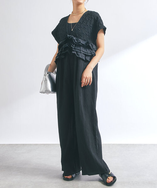 un dix cors（アンディコール）の「異素材コンビネゾン（サロペット