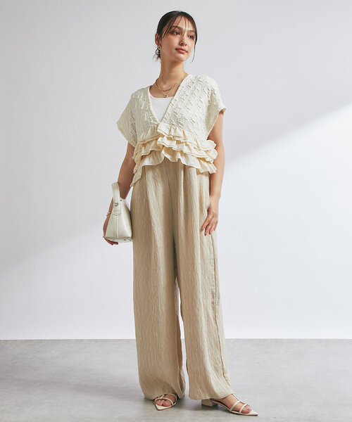 アンディコール　異素材コンビネゾン　ブラウン アンディコール 異素材コンビネゾン ブラウン アンディコール 異素材